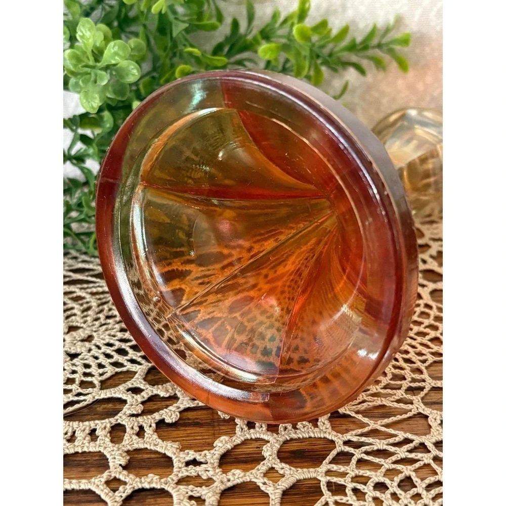 Vintage 1920s Marigold Carnival Glass Bud Vase 6.5 Inch Iridescent Art Deco